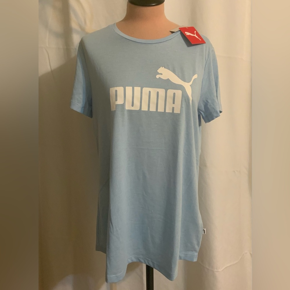 Puma Ess Logo Blue Short Sleeve T-Shirt Womens Sport/Casual Top Size Large